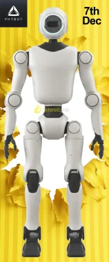PHYBOT C1 humanoid robot standing upright, showing its compact design and lightweight research-oriented structure humanoid guide
