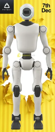 PHYBOT C1 humanoid robot standing upright, showing its compact design and lightweight research-oriented structure humanoid guide