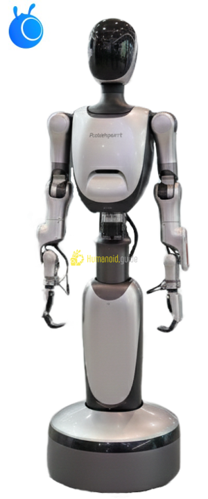Robbyant R1 humanoid robot, wheeled two-armed service robot in white/metallic finish, showing arms and torso, ready for cooking or service tasks UnderControl AI Moby humanoid robot standing upright in a minimalistic environment Humanoid Guide