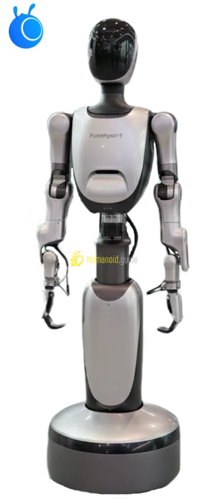 Robbyant R1 humanoid robot, wheeled two-armed service robot in white/metallic finish, showing arms and torso, ready for cooking or service tasks UnderControl AI Moby humanoid robot standing upright in a minimalistic environment Humanoid Guide