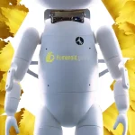 Yogi humanoid robot by Cartwheel Robotics standing upright with articulated arms and friendly design humanoid guide