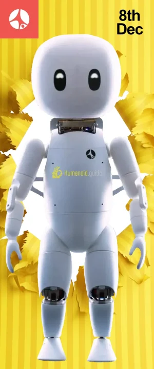 Yogi humanoid robot by Cartwheel Robotics standing upright with articulated arms and friendly design humanoid guide
