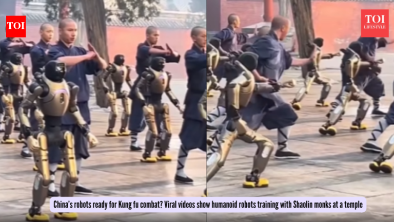 AgiBot humanoids train with Shaolin monks in martial arts demo