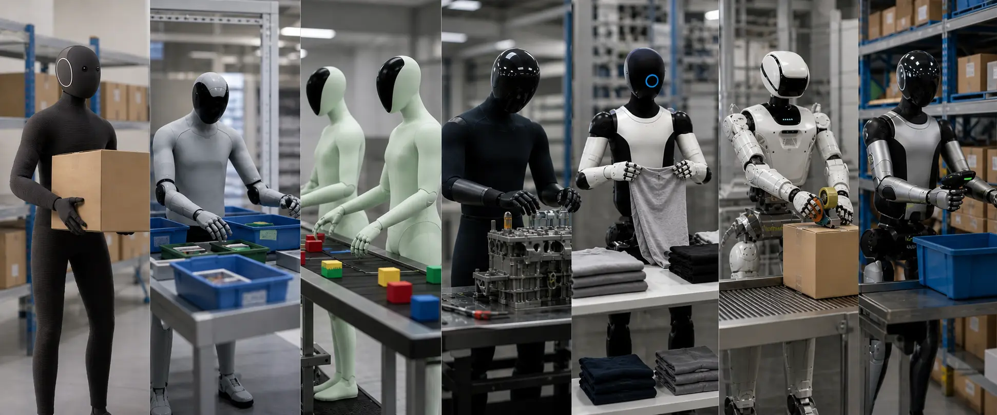 Humanoids performing various jobs