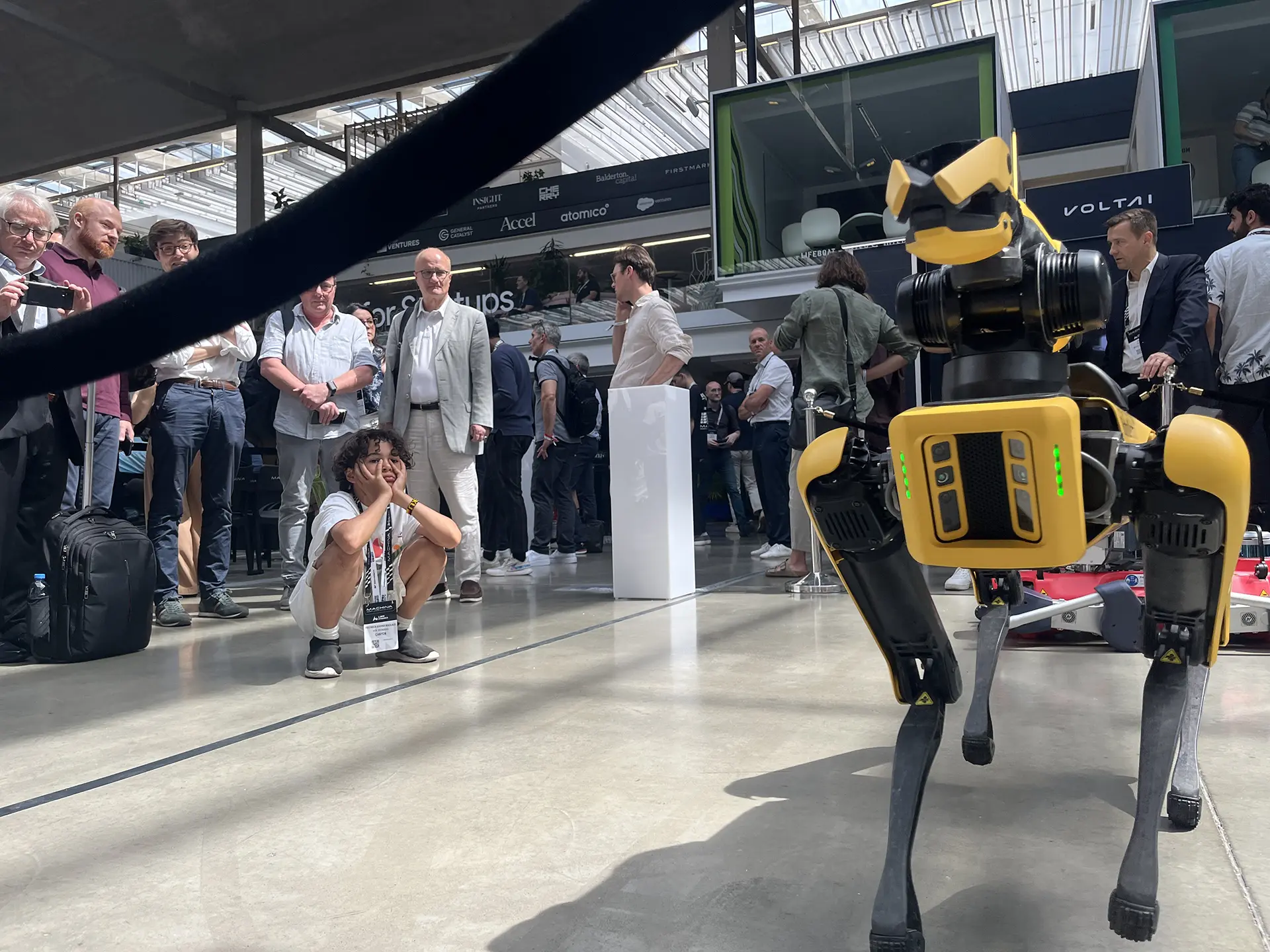Boston Dynamics Spot on the floor at Machina 2026