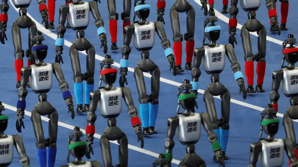 Humanoids beat human sprint records at Beijing robot games
