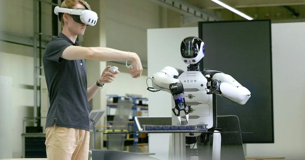 Schaeffler trains Hexagon’s AEON humanoid for factory work