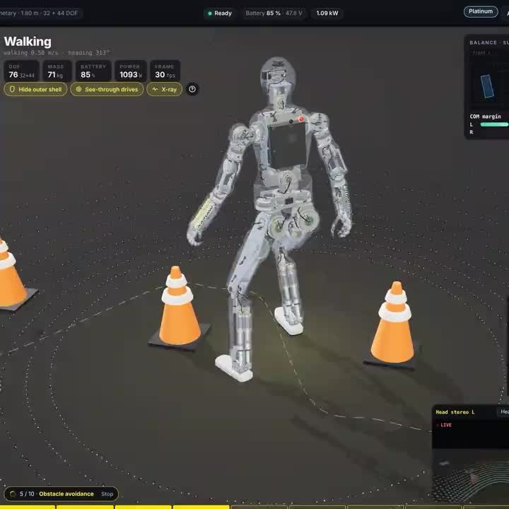 The XH-1 robot walking in Humanoid Lab