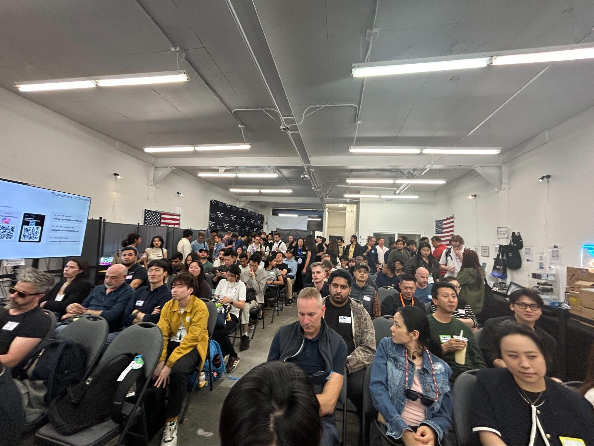 Fully packed at Physical AI Operators #02 at the Robotics Center in SoMa, 6 October.