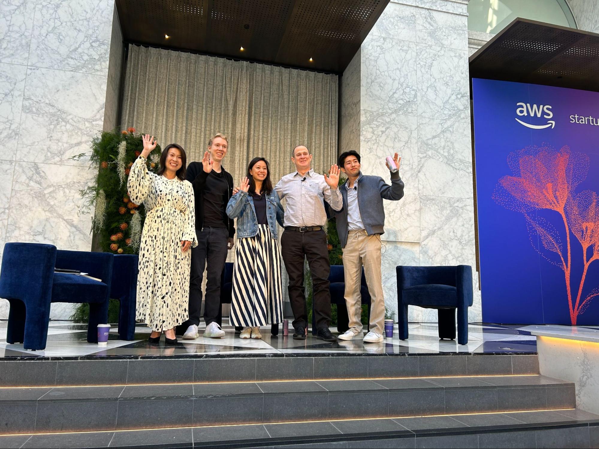Grace Velker (AWS) moderates the AI Visionaries Forum with Andrew Wooten, Kristina Shen, Ariel Shulman, and Fan-Yun Sun, San Francisco, 6 October.